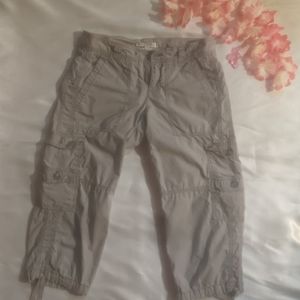 Ann Taylor Loft women's cargo cropped pants gray size 0